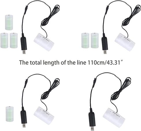 Feamos 1.1 متر USB إلى 1.5 فولت 3 فولت 4.5 فولت 6 فولت D-خلية-مزيل البطارية يمكن أن يحل محل 1-4 قطعة 1.5 فولت D-بطاريات قلوية للعبة المصباح in Saudi Arabia