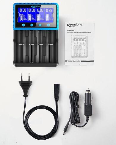شاحن بطارية Keenstone 18650، شاحن عالمي ذكي شاشة LCD للبطاريات القابلة لإعادة الشحن Ni-MH Ni-Cd AA AAA Li-ion LiFePO4 IMR 10440 14500 16340 RCR123A 26650 in Kuwait