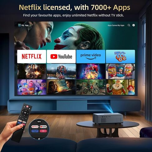 متوافق مع جهاز عرض أفلام Netflix مع WiFi6 وBluetooth5.3، متجر التطبيقات المدمج، Dolby Audio & Electric Focus & Auto Keystone، دعم 4K لأجهزة العرض الخارجية عالية السطوع، 1080 (رمادي فضي) in Saudi Arabia