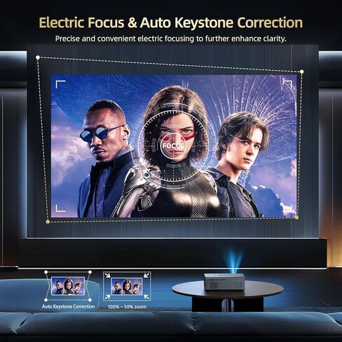 متوافق مع جهاز عرض أفلام Netflix مع WiFi6 وBluetooth5.3، متجر التطبيقات المدمج، Dolby Audio & Electric Focus & Auto Keystone، دعم 4K لأجهزة العرض الخارجية عالية السطوع، 1080 (رمادي فضي) in Saudi Arabia
