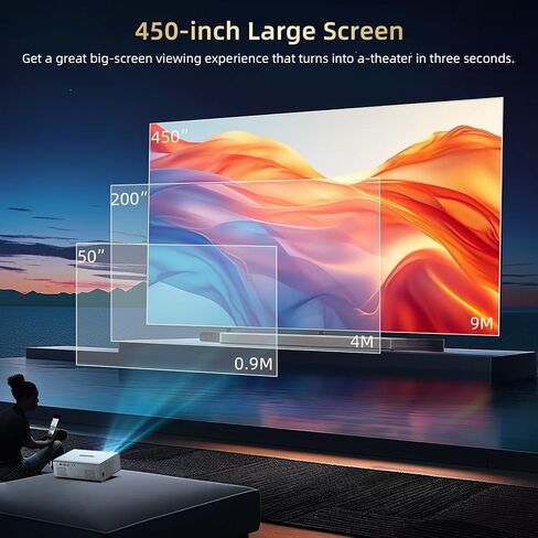 متوافق مع جهاز عرض أفلام Netflix مع WiFi6 وBluetooth5.3، متجر التطبيقات المدمج، Dolby Audio & Electric Focus & Auto Keystone، دعم 4K لأجهزة العرض الخارجية عالية السطوع، 1080 (رمادي فضي) in Saudi Arabia