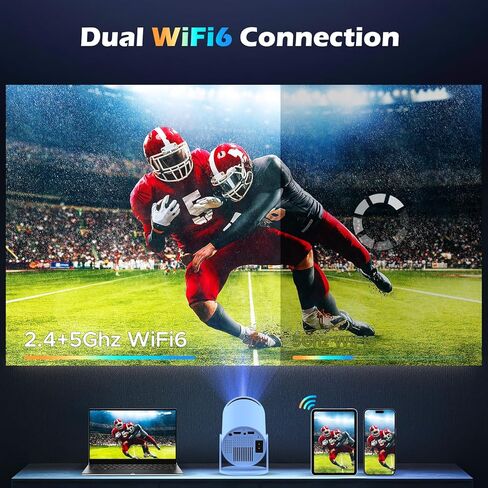 Mini Projector with WiFi and Bluetooth, 4K Projector, 270° Rotatable Portable Projector for Bedroom, 130'' Display Smart Projector Home Theater Compatible with iPhone/TV Stick/HDMI/USB/Laptop in Saudi Arabia