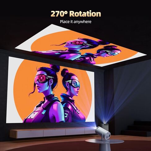 Mini Projector with WiFi and Bluetooth, 4K Projector, 270° Rotatable Portable Projector for Bedroom, 130'' Display Smart Projector Home Theater Compatible with iPhone/TV Stick/HDMI/USB/Laptop in Saudi Arabia