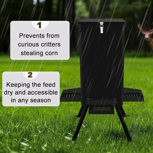 120LB Gravity Deer Feeder, Thickened Steel Gravity Automatic Hunting Game Feeders with Triangular Legs, Battery-Free Hanging Deer Feeder for Remote Wildlife Hunting Zones in Saudi Arabia