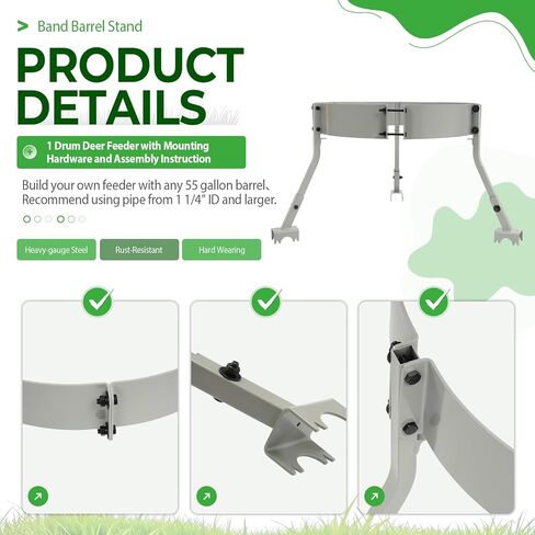 Deer Feeder 55 Gallon Barrel Band Leg Mounting Kit Livestock Feeder Part Band Barrel Stand System, Green, Tripod Only in Saudi Arabia