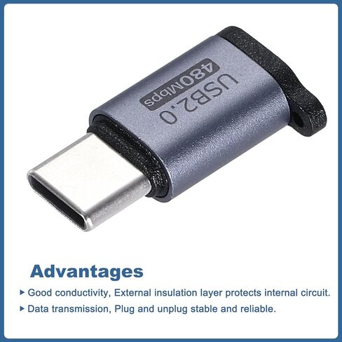 2Pcs Micro USB to Type C Adapter, Micro USB Male to Type C Female Converter Connector for Laptop PC Phone Car in Saudi Arabia