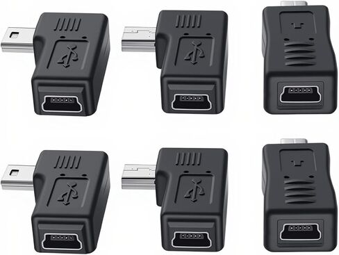 قابس مهايئ USB صغير إلى USB صغير [6 حزمة] محول USB 5Pin ذكر إلى أنثى محول 90 درجة بزاوية يسار ويمين in Kuwait