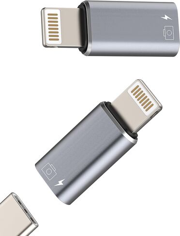 محول صوت OTG USB-C إلى Lightning (عبوة من قطعتين) لأجهزة iPhone وiPad وأجهزة Apple وكابل أنثى إلى ذكر وقارئ بطاقات وسماعات رأس وكاميرا ومنفذ شحن دونجل من النوع C وملحقات سماعات الأذن in Saudi Arabia