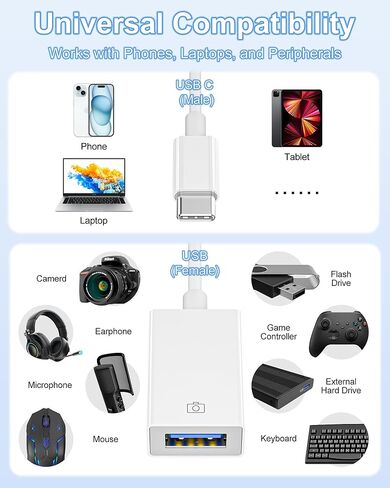 3 عبوات من محول USB C إلى USB A، محول من النوع C إلى USB OTG متوافق مع iPhone 16 15 Pro Max، محول USB أنثى إلى ذكر C لأجهزة الكمبيوتر المحمولة والأجهزة اللوحية والهواتف المحمولة ومحركات الأقراص المحمولة ولوحات المفاتيح in Kuwait