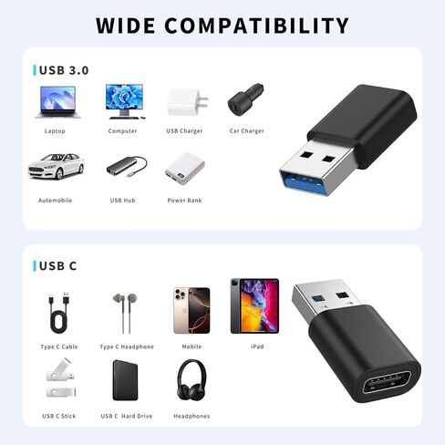 محول USB C إلى USB من NICE BUDDY (عبوة من قطعتين)، USB 3.0 5 جيجابت في الثانية من النوع C أنثى إلى USB A ذكر OTG محول شحن سريع ودعم الصوت لجهاز MacBook iPad Sam-Sung Galaxy Flash Drive قارئ بطاقة محرك الأقراص الصلبة in Kuwait