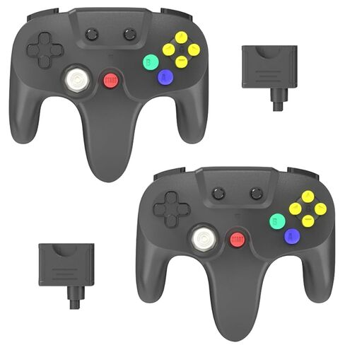 TOOPONE N64 وحدة تحكم 2 حزمة وحدة تحكم N64 اللاسلكية 2.4G اللاسلكية ردود فعل اهتزازية عصا التحكم غمبد لوحدة التحكم N64 in Kuwait