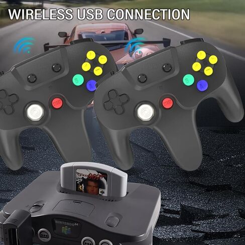 TOOPONE N64 وحدة تحكم 2 حزمة وحدة تحكم N64 اللاسلكية 2.4G اللاسلكية ردود فعل اهتزازية عصا التحكم غمبد لوحدة التحكم N64 in Kuwait