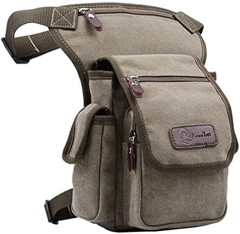 Canvas Drop Leg Bag Waist Pack Thigh Bag for Men Women Tactical Military Motorcycle Bike Cycling Hiking Camping Outdoor Travel Sling Crossbody Pouch Pack Pocket Daypack (Gray Green) in Saudi Arabia
