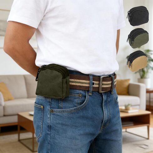 Circular Tactical Pouch with Mini Key Wallet Holder and Coin Pocket with Zipper for Outdoor Use in Saudi Arabia