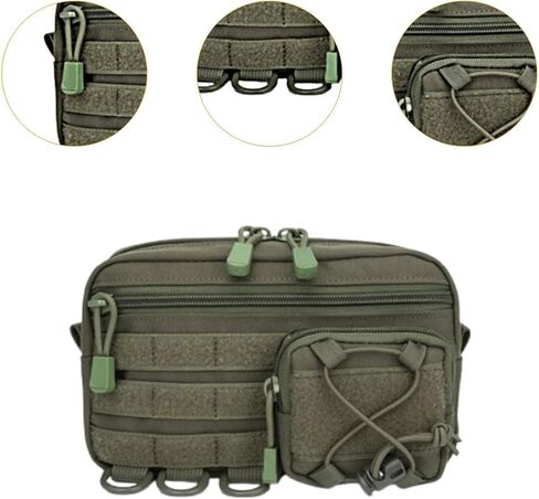 Outdoor Utility Pouch Waist Bag, Solid Color Storage Organizer with Zipper Closure, Portable Tool Bag for Everyday Carry (Army Green) in Saudi Arabia