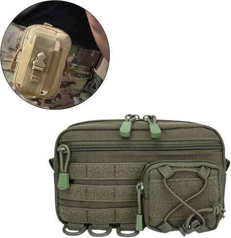 Outdoor Utility Pouch Waist Bag, Solid Color Storage Organizer with Zipper Closure, Portable Tool Bag for Everyday Carry (Army Green) in Saudi Arabia