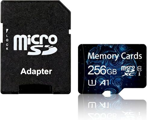 256GB Class 10 MicroSDHC Flash Memory Card with Adapter for Mobile Device Storage Phone, Tablet, Drone & Full HD Video Recording, Blue in Saudi Arabia