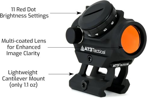 AT3 التكتيكية RD-50 PRO Red Dot Sight مع ارتفاع .83 بوصة - للشهادة المطلقة مع مشاهد حديدية - 2 MOA نطاق نقطة حمراء مدمجة in Kuwait
