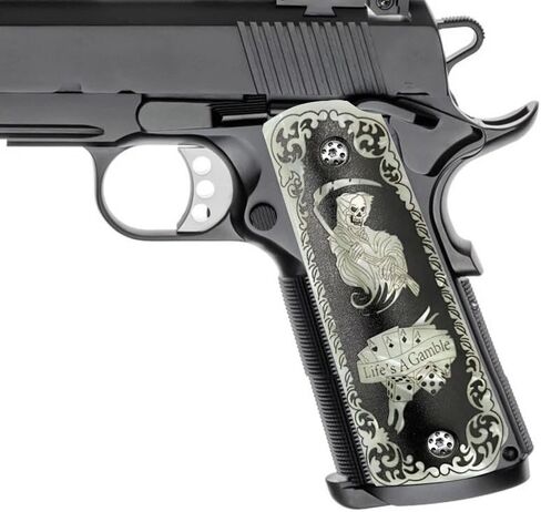 1911 Grips Full-Size Custom Engraved Grim Reaper | Durable Pistol Panels for Colt & Clones in Kuwait