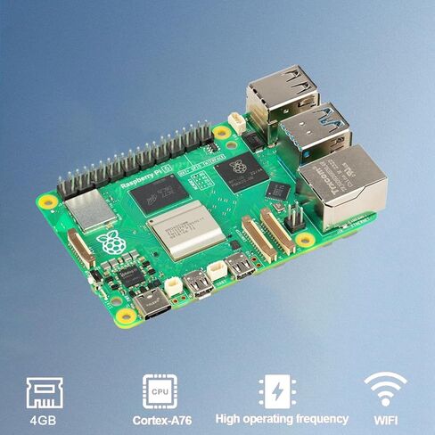 مجموعة المبتدئين Vemico Raspberry Pi 5 4GB مع لوحة فردية Pi 5 4GB، مبرد نشط ومصدر طاقة 27W GaN 5.1V 5A Type-C، مثالي لمشاريع الذكاء الاصطناعي/OpenClaw/IoT in Saudi Arabia