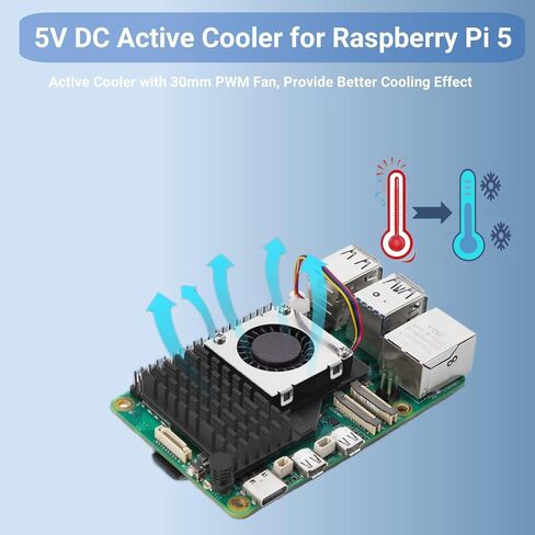مجموعة المبتدئين Vemico Raspberry Pi 5 4GB مع لوحة فردية Pi 5 4GB، مبرد نشط ومصدر طاقة 27W GaN 5.1V 5A Type-C، مثالي لمشاريع الذكاء الاصطناعي/OpenClaw/IoT in Saudi Arabia