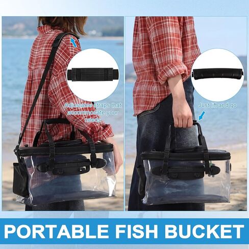 Shappy Foldable Fishing Bucket - 4 Gallon Lid Container Set with Air Pump, Multifunctional Live Bait Bucket with Aeration Hole for Outdoor Fishing & Moving, Battery Not Included in Saudi Arabia