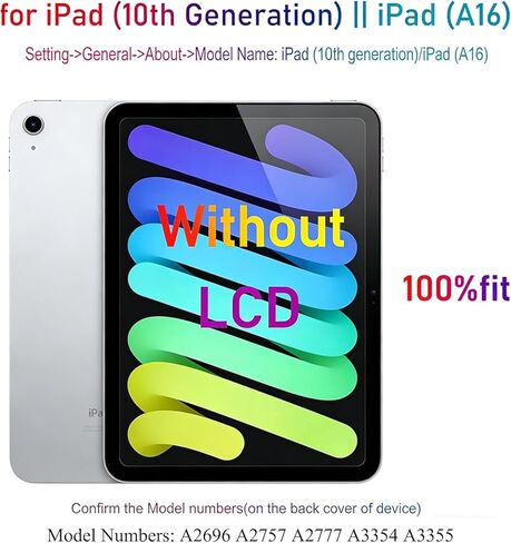 لجهاز ايباد 10 (الجيل العاشر) || iPad (A16) A2696 A2757 A3354 A3355 محول رقمي لشاشة بديلة، لجهاز iPad الجيل العاشر (2022) 10.9 بوصة || iPad A16 (2025) محول رقمي مقاس 11 بوصة [بدون شاشة LCD، وليس لطراز Pro/Air] in Kuwait