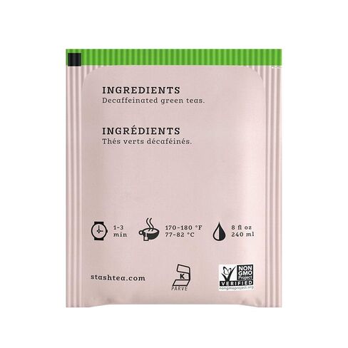 Stash Tea Decaf الشاي الأخضر الفاخر - منزوع الكافيين، شاي ممتاز معتمد كمشروع غير معدل وراثيًا بدون مكونات صناعية، 18 قطعة (عبوة من 6) - إجمالي 108 كيس in Kuwait