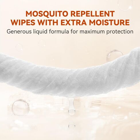 40 PCS Mosquito Repellent Wipes, Individually Wrapped Insect Repellent Wipes Made of Natural Plant-Based Essential Oils, Safe & Effective Insect Protection Perfect for Outdoor Activities, Long-Lasting in Saudi Arabia