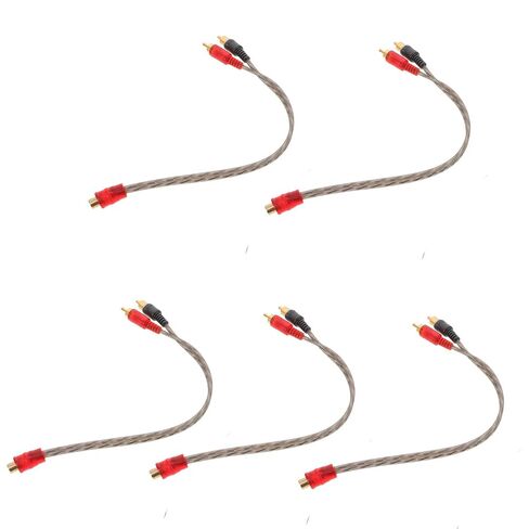 5pcs Car Audio RCA Y Splitter Cable 1 Female to 2 Male Dual Channel Audio Extension Cord for Car Speaker Stereo Amplifier Installation in Saudi Arabia