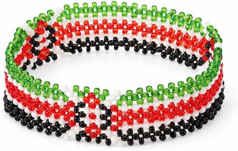 Beaded Kenya Bracelets for Men & Women - Non-Elastic Threaded Glass Beaded Bracelets -Handmade Waterproof Kenya Flag Beaded Bracelet in Saudi Arabia