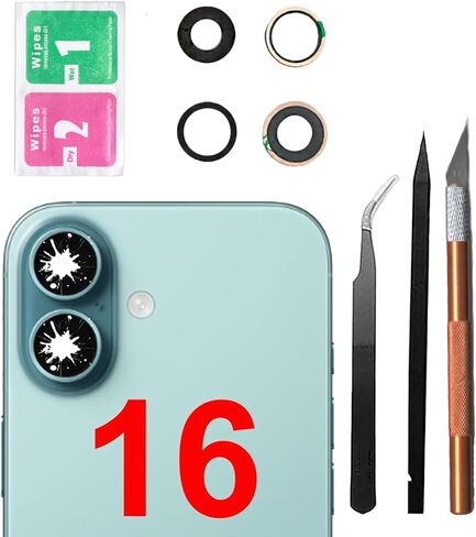 استبدال زجاج عدسة الكاميرا الخلفية 16 لعدسة زجاجية لكاميرا iPhone 16، واستبدال زجاج عدسة الكاميرا 16 مع لاصق مثبت مسبقًا، وعدسة كاميرا زجاجية خلفية، ومجموعة أدوات إصلاح in Saudi Arabia