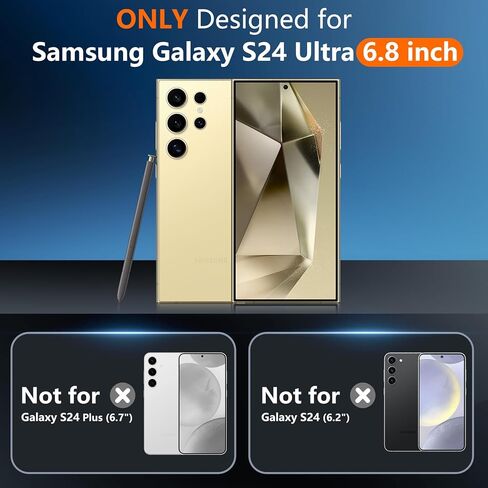 جراب SPIDERCASE مصمم لهاتف Samsung Galaxy S24 Ultra، [حماية من السقوط بدرجة عسكرية 10 أقدام]، عبوتان [واقي شاشة من الزجاج المقسى + واقي عدسة الكاميرا] جراب شديد التحمل مقاوم للصدمات، أسود in Kuwait