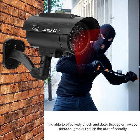 Solar Powered Fake Security Camera, Water Proof Dummy Surveillance Camera with Flashing LED Light and Bracket, for Indoor Outdoor Home Store Office in Saudi Arabia