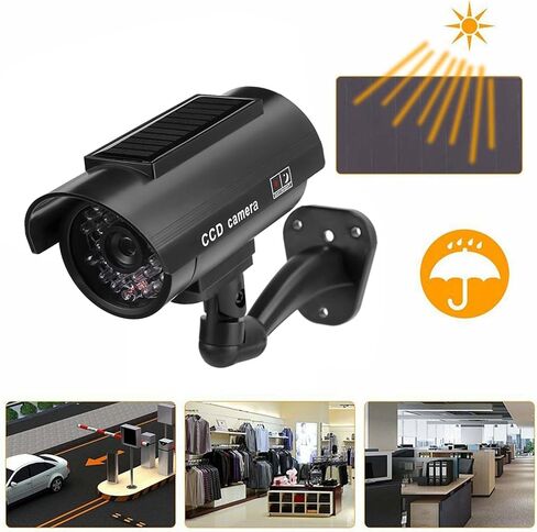 Solar Powered Fake Security Camera, Water Proof Dummy Surveillance Camera with Flashing LED Light and Bracket, for Indoor Outdoor Home Store Office in Saudi Arabia