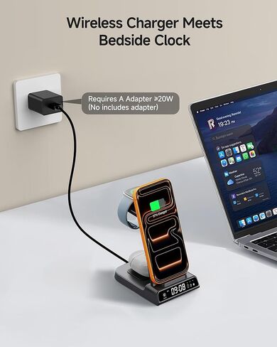 Fitbit Charger Stand for Fitbit Versa 4/3/Sense 2/1/Ace LTE, 3 in 1 Wireless Charging Station for iPhone Air/17/16/15/14, for Samsung S25/S24/S23, Wireless Charger for Earbuds, SwanScout C01FB in Saudi Arabia