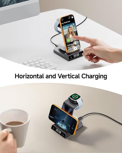 Fitbit Charger Stand for Fitbit Versa 4/3/Sense 2/1/Ace LTE, 3 in 1 Wireless Charging Station for iPhone Air/17/16/15/14, for Samsung S25/S24/S23, Wireless Charger for Earbuds, SwanScout C01FB in Saudi Arabia