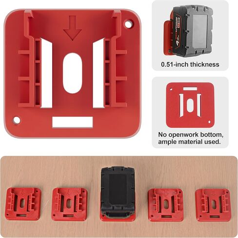 حامل بطارية SWER 12 حزمة M18، متوافق مع Milwaukee M18، حامل أدوات تخزين البطارية على الحائط، أحمر in Kuwait
