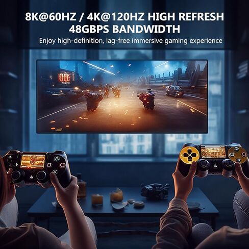 8K hdmi Splitter 1 in 4 Out, 1x4 hdmi 2.1 Splitter 8K@60Hz 4K@120Hz,48 Gbps,EDID,Auto Down Scaler,HDCP 2.3,VRR,HDR10+,3D,Only Duplication/Mirror Screens (Not Extend) for PS5, Xbox, HDTV, Laptop. in Saudi Arabia