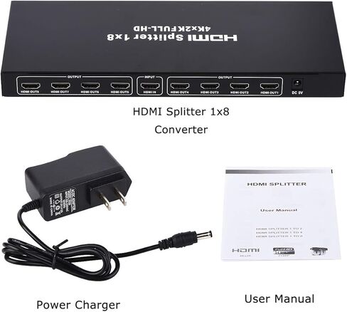 1x8 HDMI Splitter، 1 in 8 Out HDMI Splitter Audio Video Distribution Box يدعم Full HD 3D و4K x 2K متوافق مع أجهزة العرض، HDTV، STB، DVD، PS3 إلخ in Kuwait