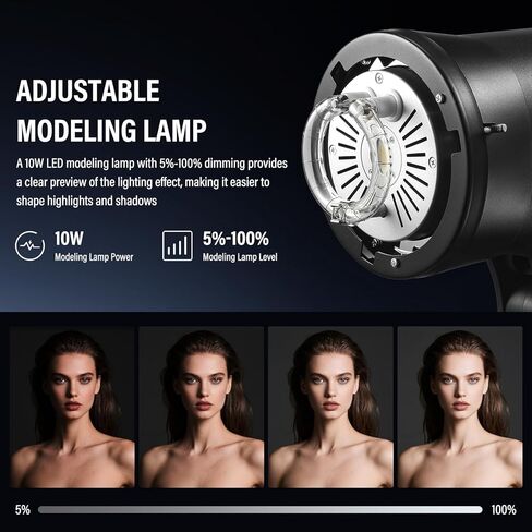 GODOX SK400IIIV Studio Flash 400Ws 2.4G Wireless Bowens Mount Strobe Light with 10W LED Modeling Lamp, GN65 5700K ±200K 0.1-1.5s Fast Recycle Time for Portrait Product Wedding Photography in Saudi Arabia