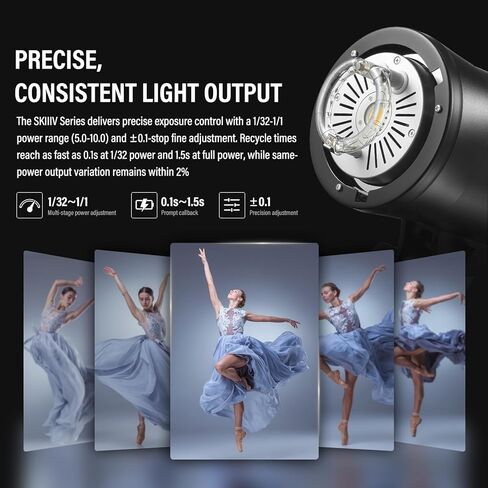 GODOX SK400IIIV Studio Flash 400Ws 2.4G Wireless Bowens Mount Strobe Light with 10W LED Modeling Lamp, GN65 5700K ±200K 0.1-1.5s Fast Recycle Time for Portrait Product Wedding Photography in Saudi Arabia