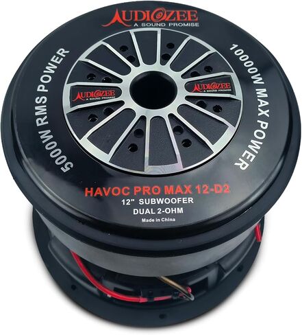 Audiozee Havoc Pro Max 12" 5000W RMS/10000W Max – Dual 2 Ohm Subwoofer, 4" 4-Layer Flat Aluminum Voice Coil, Kevlar Fiber Cone, Competition Grade Design in Saudi Arabia