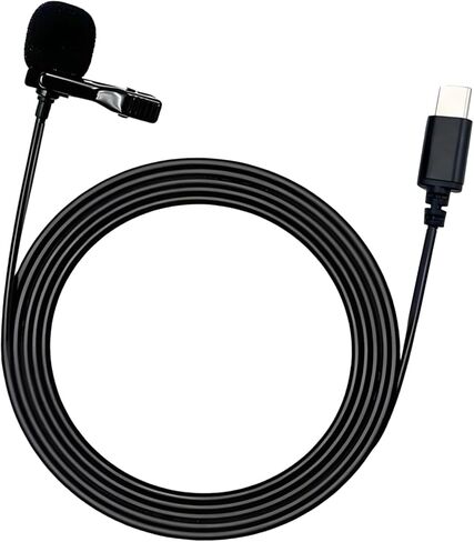 ميكروفون USB-C Lavalier - ميكروفون مكثف متعدد الاتجاهات لهاتف iPhone 15/16 وAndroid وPC وMac وYouTube وASMR وVlogging - التوصيل والتشغيل مع الزجاج الأمامي (118 بوصة) in Kuwait