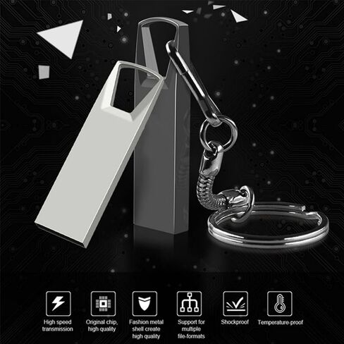 32GB USB Flash Drive with Type C Adapter and Lanyard, USB 2.0 High Speed Pen Drive, Mini Storage Memory Stick for Phone/Pad/PC/Laptop - (Silver 32GB) in Saudi Arabia