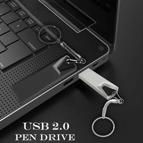 32GB USB Flash Drive with Type C Adapter and Lanyard, USB 2.0 High Speed Pen Drive, Mini Storage Memory Stick for Phone/Pad/PC/Laptop - (Silver 32GB) in Saudi Arabia