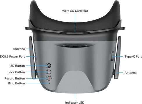 BETAFPV VR04 HD FPV Goggles with 1080P Resolution, 4.5'' Screen LCD, Micro SD Slot, 2 2600mAh Lipo Batteries Up to 3H, Adjustable Headband, Support Recording Replay Compatible for P1 Air Unit VTX in Saudi Arabia