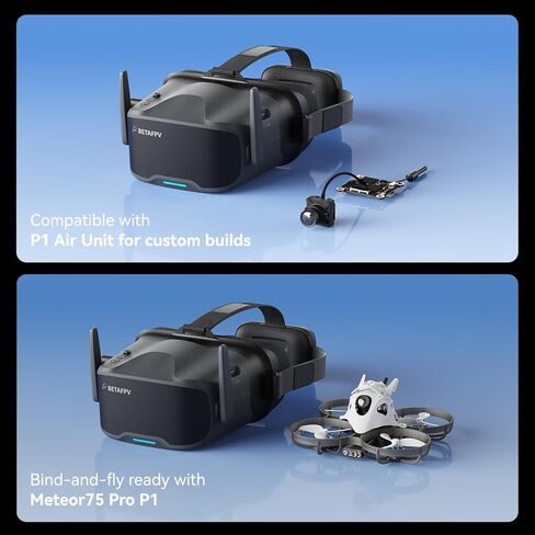 BETAFPV VR04 HD FPV Goggles with 1080P Resolution, 4.5'' Screen LCD, Micro SD Slot, 2 2600mAh Lipo Batteries Up to 3H, Adjustable Headband, Support Recording Replay Compatible for P1 Air Unit VTX in Saudi Arabia