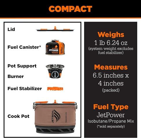 نظام الطبخ Jetboil TrailCook 2.0L للتخييم وحقيبة الظهر مع تحكم في الحرارة قابل للتعديل، جديد لعام 2026، أسمر ضارب للصفرة in Kuwait