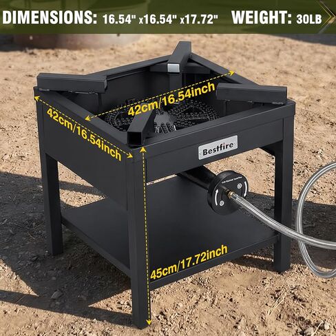 Bestfire 260,000 BTU Outdoor Propane Gas Stove, 0-20 PSI Adjustable Regulator, Steel-Braided Hose, High Pressure Single Burner Cooker for Turkey Fryer, Seafood Boil, Quemador de Gas Propano in Saudi Arabia